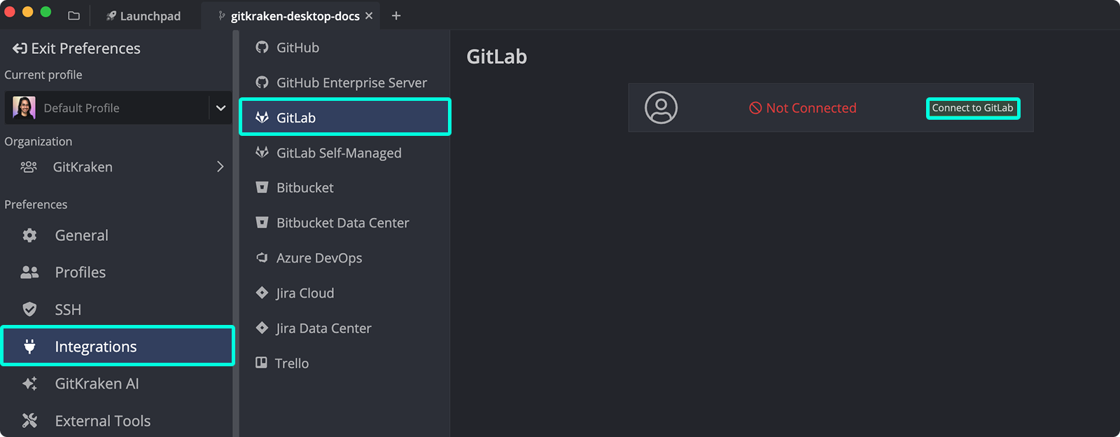 Connect to GitLab prompt