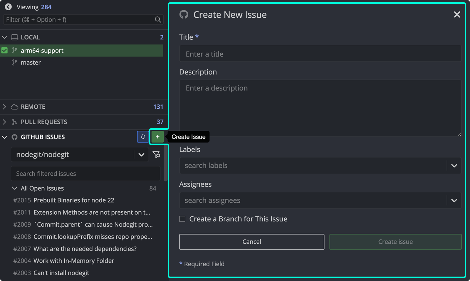 Create new GitHub issue