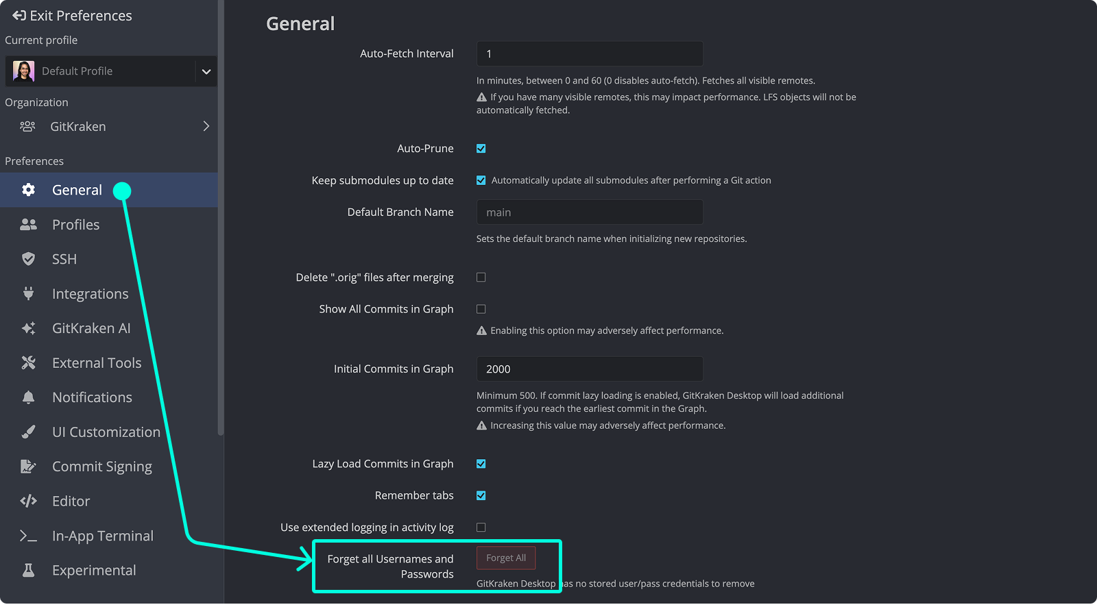 Forget All Credentials UI