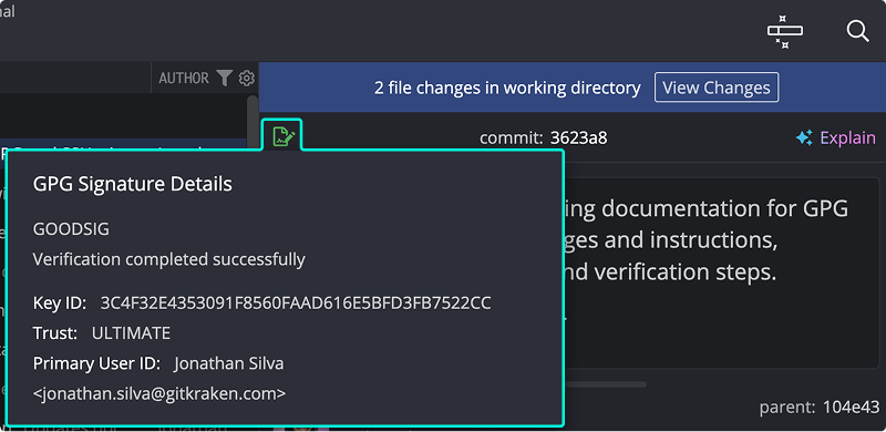 GPG signature details tooltip