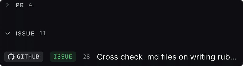 A group header showing a fold toggle and the section's count