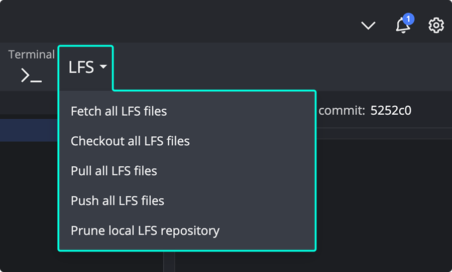 LFS toolbar menu