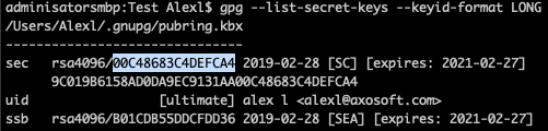 List GPG secret keys
