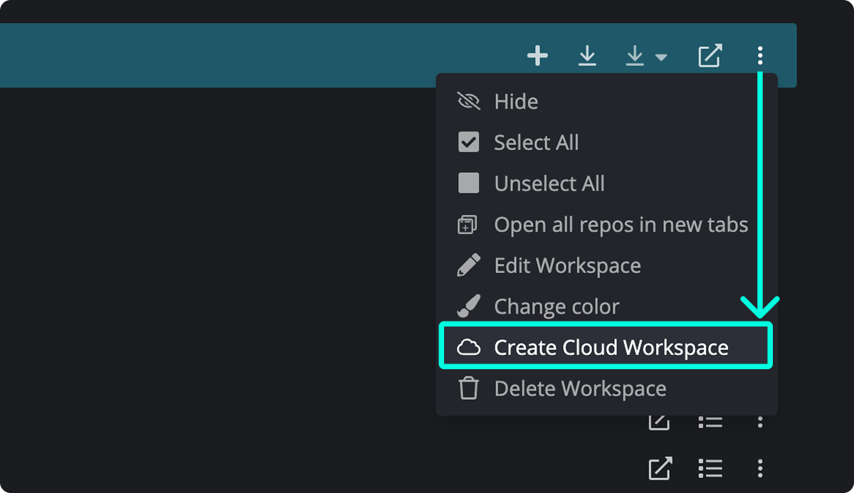 Context menu in GitKraken showing the option to convert a Local Workspace to a Cloud Workspace.