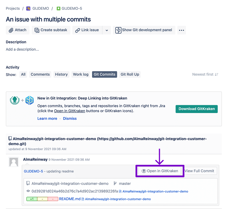 Open GitKraken from a Jira issue via Git Integration
