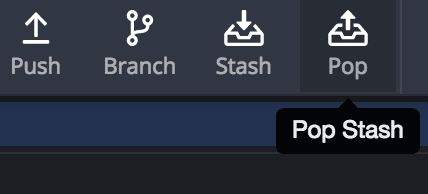 Top toolbar in GitKraken Desktop with Pop Stash button highlighted