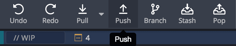 Push button in GitKraken Desktop toolbar